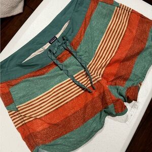 Patagonia Green and Peach Board Shorts